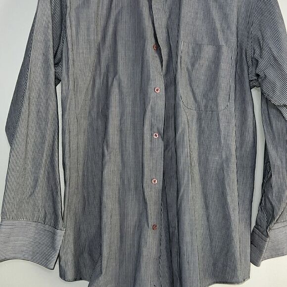 Diamante Mens Grey / White Single Needle Tailoring Dress Shirt - Picture 3 of 7